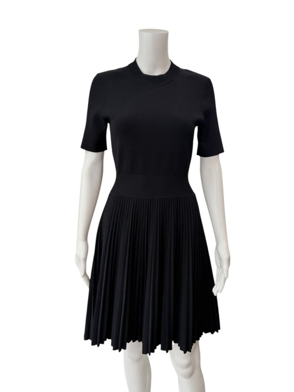 $595 Alexander Wang Black Pleated Knit Short Dress size Large